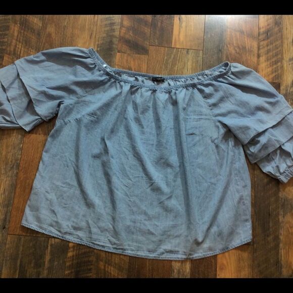 Lane bryant Blue Ruffle Short Sl Shirt Size 22/24 - Picture 6 of 6